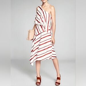 Banana Republic Asymmetrical One Shoulder Layered Striped Dress- Size 8